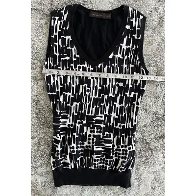 $8.99 • Buy The Limited Womens Sweater Vest Black White Geometric V Neck Ribbed Trim XS