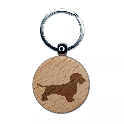 Wirehaired Dachshund Dog Solid Engraved Wood Round Keychain Tag Charm • $9.99