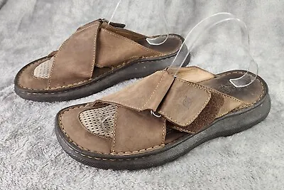 Born Sandals Mens Size 9 Brown Leather Chunky Dadcore Y2k Casual Slides • $35.99