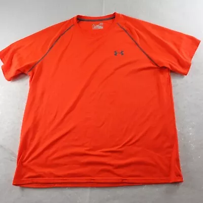$14.99 • Buy Under Armour Shirt Mens Large Orange Loose HeatGear Fluorescent Athletic Gym