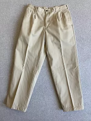 LL Bean Flannel Lined Pants Mens 34x30 Khaki Natural Slacks Trousers Tag 36x30 • $24.99