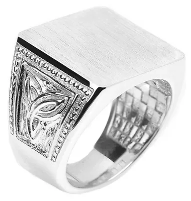 Sterling Silver Trinity Knot Square Top Engravable Men's Signet Ring • $83.99