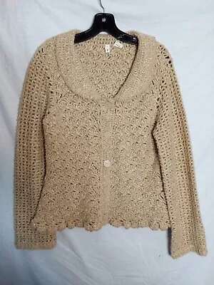 Moth Wool Blend  Cardigan Chunky Knit  Crochet Macrame Cottagecore • $7