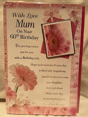 Happy 60th Birthday Card Mum / Birthday Card For Mum 60 • £1.89