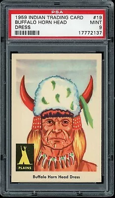 1959 Fleer Indian #19 Buffalo Horn Head Dress PSA 9 *d2 • $68.39