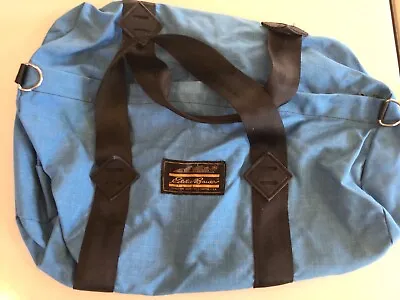 Vintage Eddie Bauer Light Blue  Nylon Canvas Double Strap Duffel Bag • $18.95