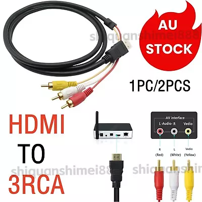 HDMI To RCA Cable 1080P 5ft HDMI Male To 3-RCA Video Audio AV Cable Connector • $8.66