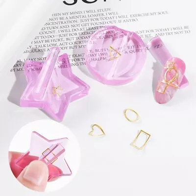 Nail Art Embossed Mold Metal Hollow Slice Studs Frame Bend Curve Tools Decor • $1.95