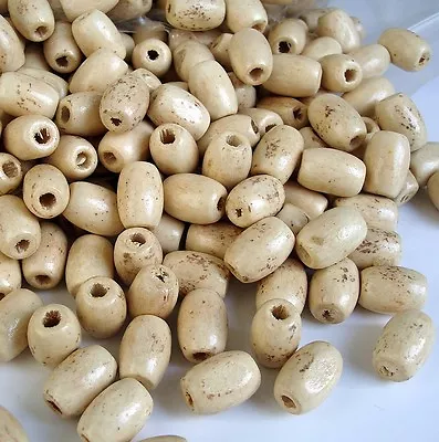 100pcs- Wood Beads Tube Oval Ivory Color. • $3.20