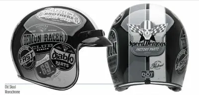 Vega X-380 Old School Monochrome Open Face Motorcycle Helmet Gloss Black XS • $32.99