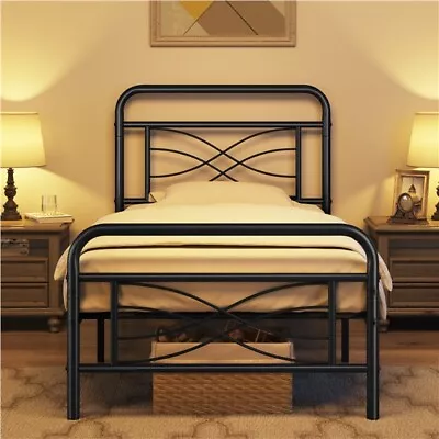 Twin/Full/Queen Size Bed Frame Metal Platform Bed With Headboard Footboard Black • $99.88