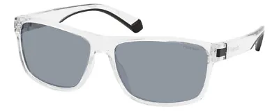 Polaroid 2121/S Unisex Sunglasses Clear Crystal Black/Polarized Grey Silver 58mm • $32.05