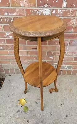 Vintage Plant Fern Stand Table Handmade Carved Wood Pedestal Solid Walnut • $172.49