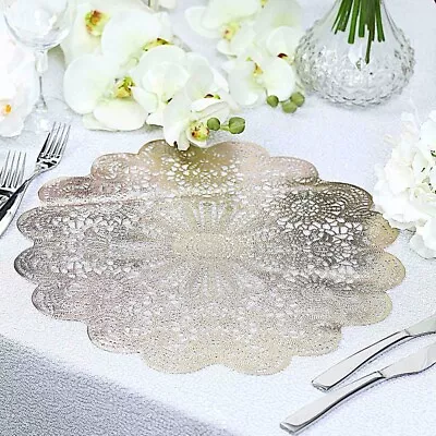 6 GOLD 15  Wide Flower Lace Doily Round Vinyl Placemats Wedding  Decorations • $11.20