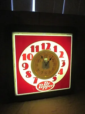 Vintage 1960's DR.PEPPER WALL CLOCK LIGHTED SIGN  10- 2 -4  Advertisement   RARE • $257.99