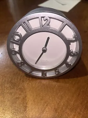 Michael Graves Round Bedside Alarm Clock Satin Aluminum  Cut-out Design 4.25  • $35