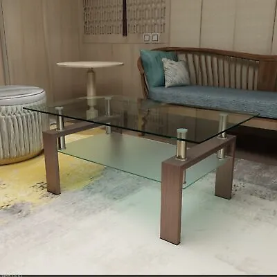 Rectangle Glass Coffee Tea Table Modern Clear Coffee TableSide Center Tables • $129.99