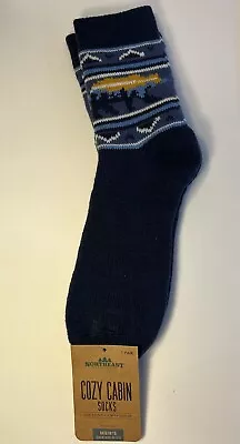Northeast Outfitters Men's Cozy Cabin Socks Bear Crew NWT Size Large Navy • $13.99