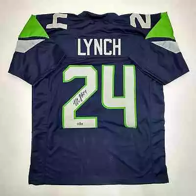 Facsimile Autographed Marshawn Lynch Seattle Blue Reprint Jersey Size Men's XL • $74.99