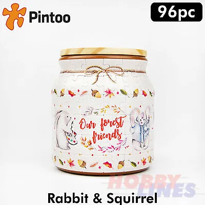 3D Puzzle Storage Jar RABBIT & SQUIRREL 96 Pieces PINTOO Puzzles BB1002 • £16.95