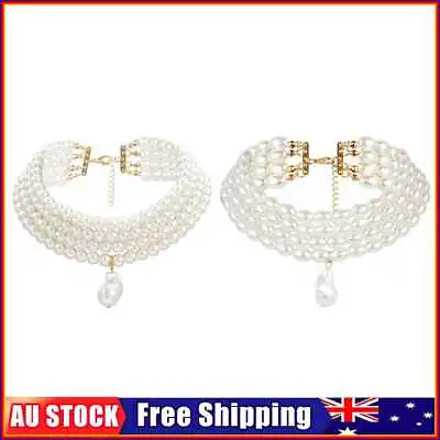 $10.49 • Buy Vintage Multi Layer Chain Choker Boho Pearl Geometric Pendant Necklace For Women