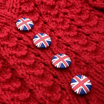 British Flag Buttons Union Jack Fabric Buttons 18mm X 6 Buttons For Clothing • £7.50