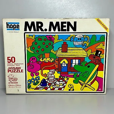 Vintage Mr. Men Picnic 50 Piece Jigsaw Puzzle Made In England COMPLETE • £8.99