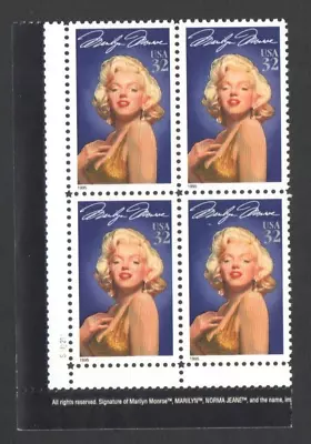 UnUsed Block OF 4 US Postage 32 Cent Stamps MARILYN MONROE 1995 • $4.25