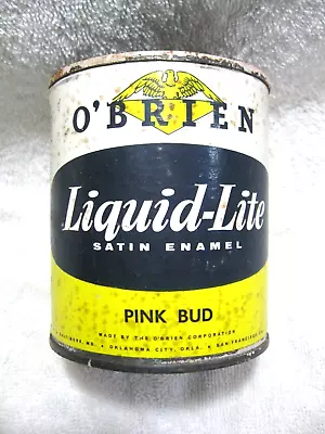 Vintage Collectible O'BRIEN Liquid-Lite Satin Enamel Pink Bud Paint Can-Shop-RV • $22.95