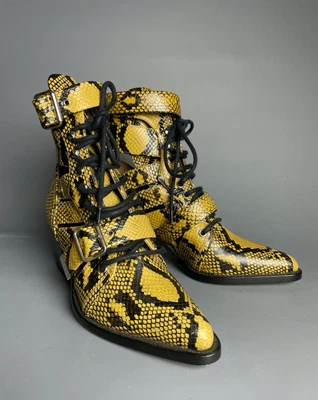 £120 • Buy CHLOE Rylee Snake-Effect Leather Ankle Boots With Cut Out Detail Size 38 / 5 NEW