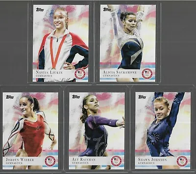 All (5) 2012 Topps Olympic Gymnastics Card Set ~ Johnson Liukin Raisman + ~ Qty • $8