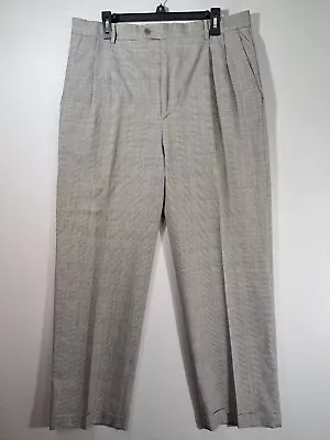 Zanella 36x30 Bennett Beige Wool Blend Twill Pleated Italy Made Dress Pants • $5.99