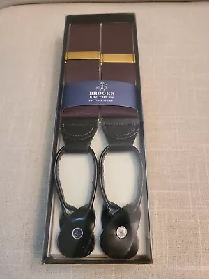  New Men's  Brooks Brothers Wine Color Suspenders Braces Brown Leather  • $28.95