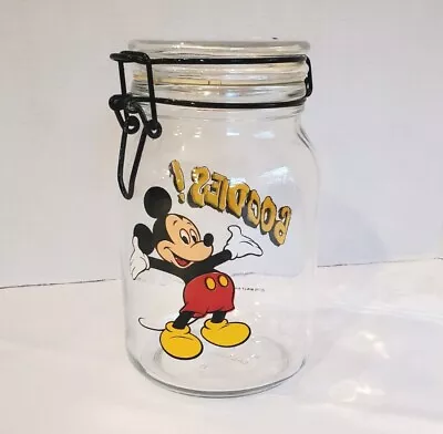 Disney Mickey Mouse Goodies Clear Glass Canister Canning Jar Look 8 Inch Tall • $14.94