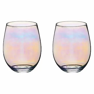 Iridescent Rainbow Balloon Tumblers Set Of 2 Stemless Coloured Drinking Glasses • £14.99