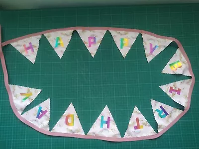 Handmade Happy Birthday Fabric Bunting - Rainbow Material • £6