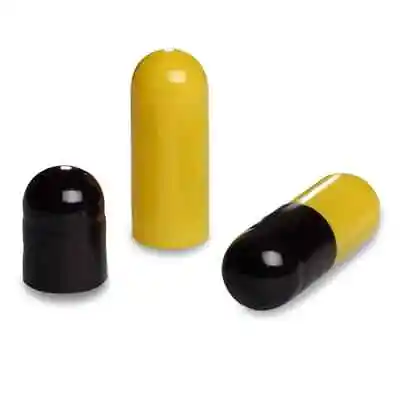 Empty Hard Gelatin Capsule Size 0 Black/Yellow  X 500 Kosher & Halal  Joined  • $23