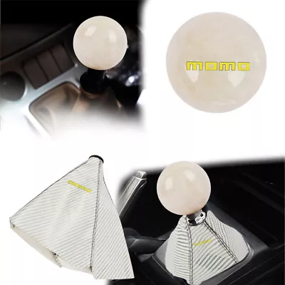 Universal MOMO Carbon Shifter Boot Cover + Peal Ball Shift Knob White Combo • $25.88