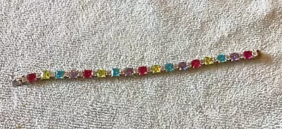 Tennis Bracelet Stamped THAI FAS 925 Multicolor Gemstone Bracelet • $25.99