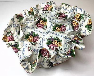 Vintage Longaberger Basket Liner Tie In Floral Print Pattern Round • $5