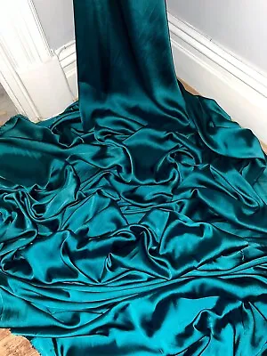 £5.99 • Buy 1 Meter Teal Soft Charmeuse Silky Satin Fabric 58” Wide