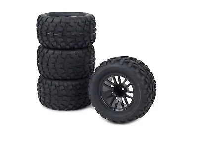 4pk Wheels For Traxxas Stampede VXL / Slash Blacked Out Rim W/ Tires 1/10 12mm • $34.36