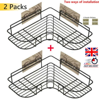 £7.39 • Buy 2Pcs Shower Corner Shelf Basket Organiser Rack Tidy Tray Bathroom Storage Shelf