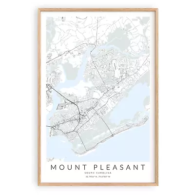 Mount Pleasant South Carolina Map Print Unframed Charleston SC Gift Map Poster • $25