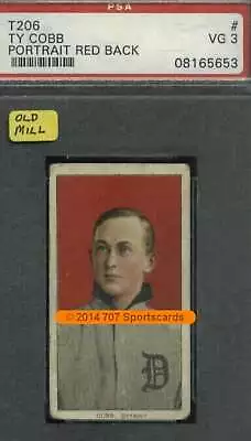 1909-11 T206 #96 Ty Cobb PSA 3 Tigers Red Portrait Old Mill  (5653) • $25000