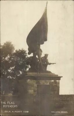 Malden MA Patriotic Monument C1910 Real Photo Postcard • $10