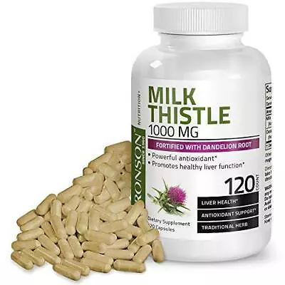 Milk Thistle 1000mg Silymarin Marianum & Dandelion Root Liver Health Support 120 • $14.09