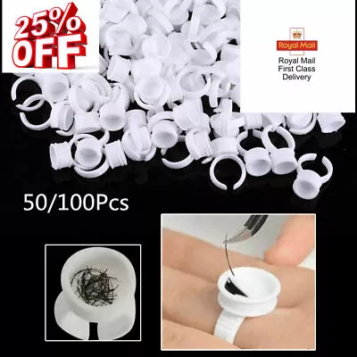 £5.99 • Buy 50 Pigment Rings Tattoo Ink Cups Makeup Ring Glue Holder Permanent Microblading