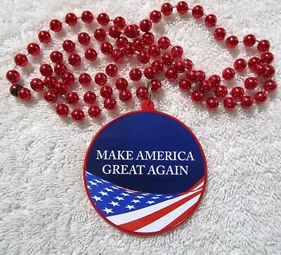 Patriotic  Make America Great Again  Mardi Gras Necklace Bead Trump Rwb (b845) • $5.95
