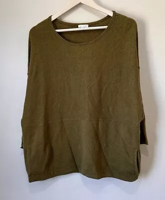 J.Jill Pure Jill Kimono Knit Sweater Cashmere& Cotton Olive Green Women’s Medium • $29